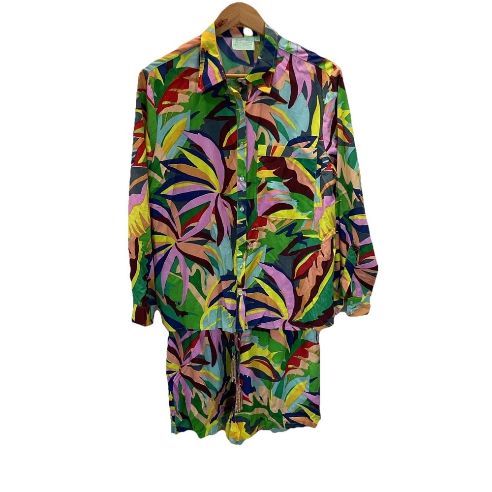 True Destinations Women's Resort Wear Multicolored Abstract Shorts‎ & Top Set S